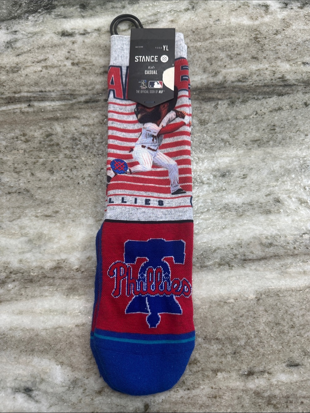 Philadelphia Phillies Bryce Harper Big Head Stance Crew Socks Youth Large NEW